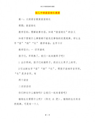 大班语言拔苗助长教案（大班语言拔苗助长教案反思）