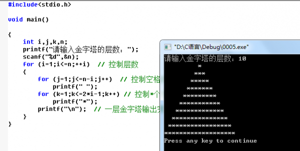 金文c语言视频教程（c语言怎么打金字塔）