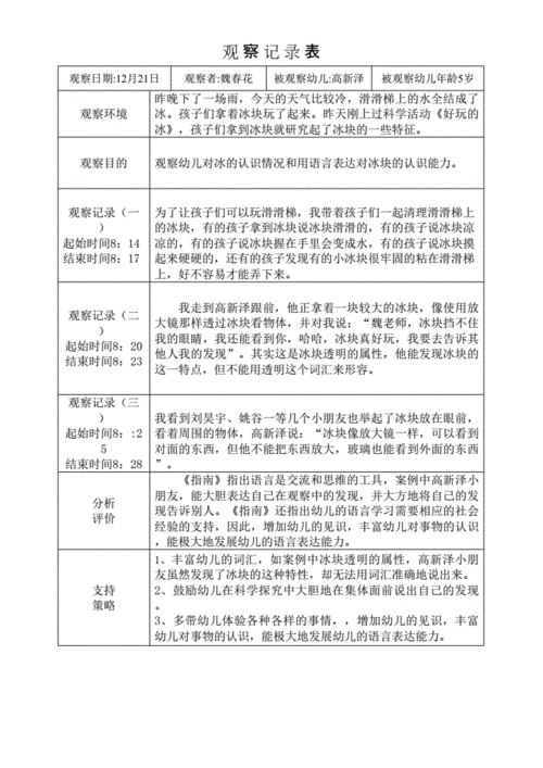 语言区域活动观摩反思（语言区域活动观摩记录表）