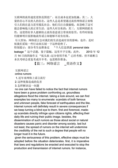 网络语言英语作文（网络语言英语作文四级）