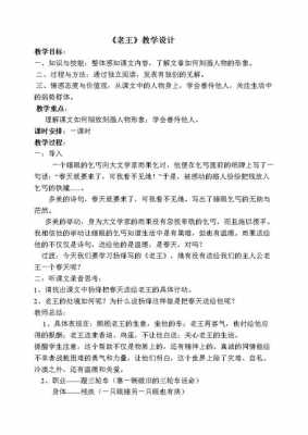 老王语言公开课（老王公开课教案一等奖）