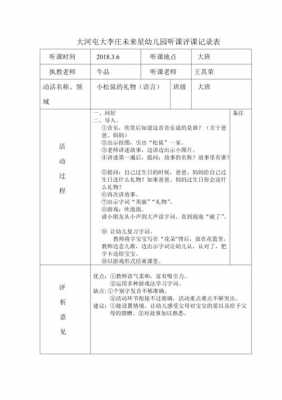 幼儿园语言听课记录（幼儿园语言听课记录表10篇）